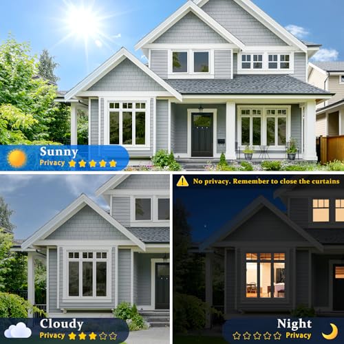 ConCus-T Thicken One Way Mirror Window Film Sun Blocking Window Tint Film for Home Reflective Window Sticker Glass Privacy Film, Black Silver 41.34 Inch x 9.8 Feet