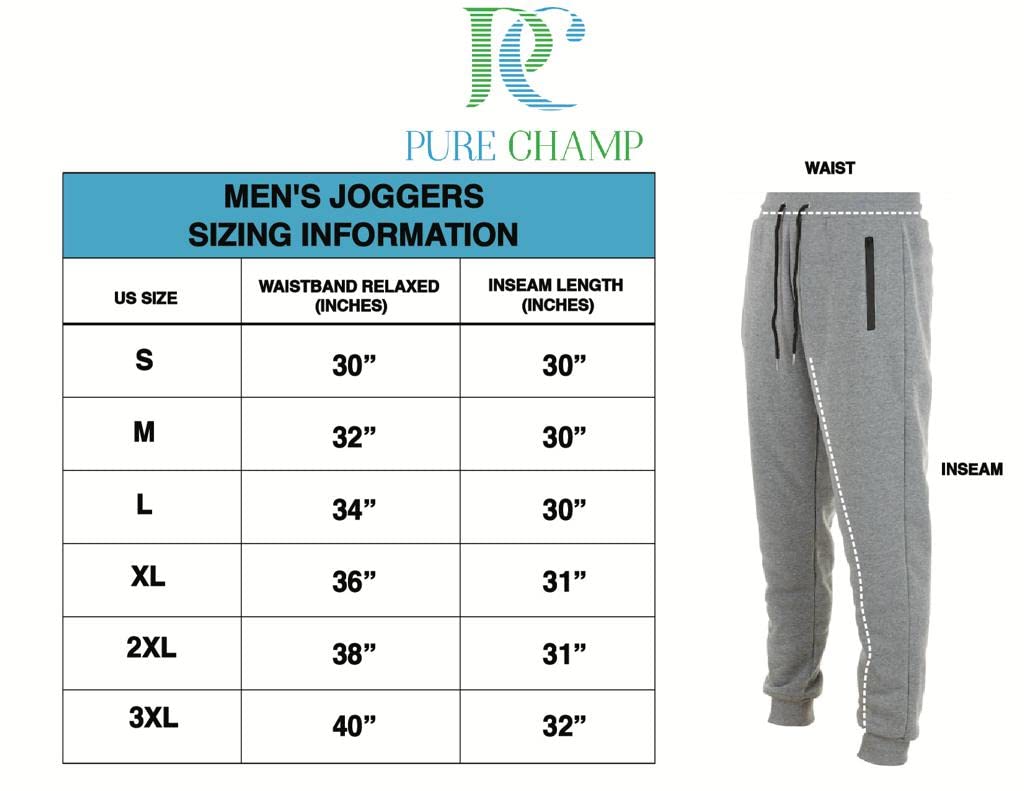 PURE CHAMP Mens 3 Pack Fleece Active Athletic Workout Jogger Sweatpants for Men with Zipper Pocket and Drawstring Size S-3XL(X-Large, Set 1)