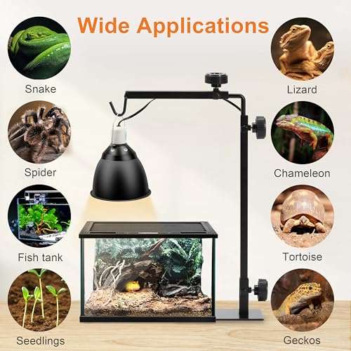 Simple Deluxe 2 Pack Reptile Lamp Fixture Dome Light Dual Deep Cap Combo Integration Heat-Lighting Lamp Double Sockets Bulbs Holder with Independent Switches, for Amphibians Terrarium, Turtle Tank