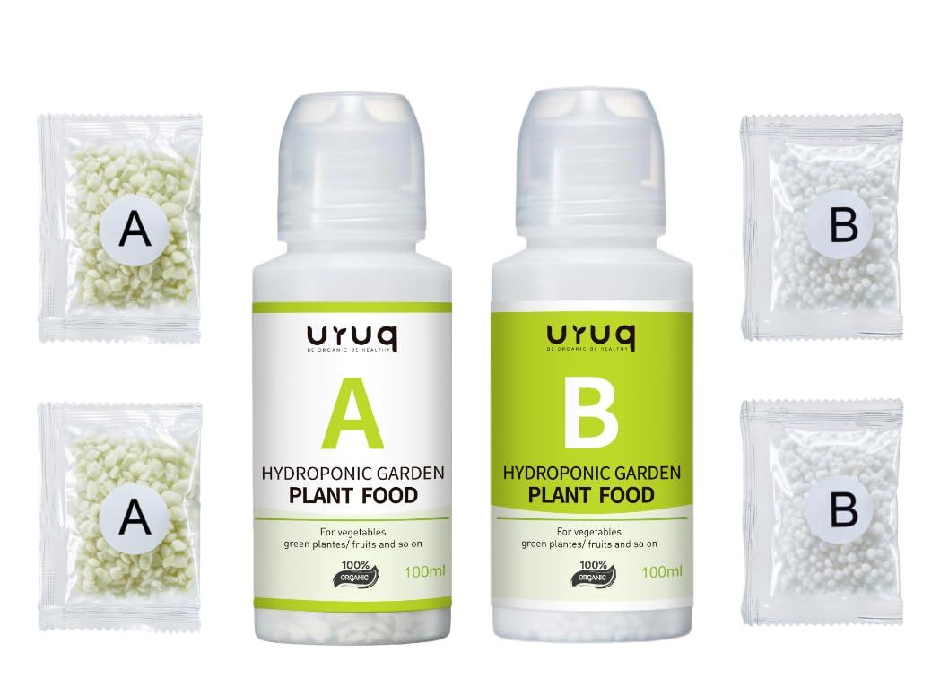 Plant Food Hydroponic Nutrients Supplies: URUQ Hydroponics Growing System General A&B Water Soluble Solid 600ml Fertilizer for Vegetables Fruits Flowers Thrive - Indoor Herb Garden Accessories