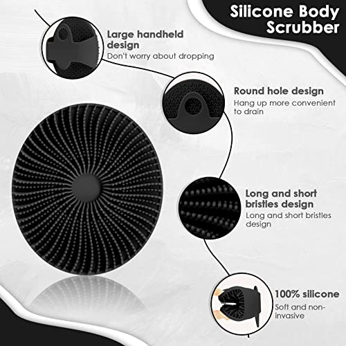 VWMYQ Silicone Body Scrubber, Upgrade Multifunction Exfoliator Body Scrubber for Effective Shower Scrubber for Body, Ergonomic Slip Handle and Easier Product Foam Silicone Body Scrubber for Men