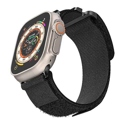 Nylon Sport Band Compatible with Watch Band 49mm 45mm 44mm 42mm Men Women Nylon Outdoor Sports Velcro Strap for Watch Ultra 2 Ultra SE Series 9 8 7 6 5 4 3 2 1 - Black