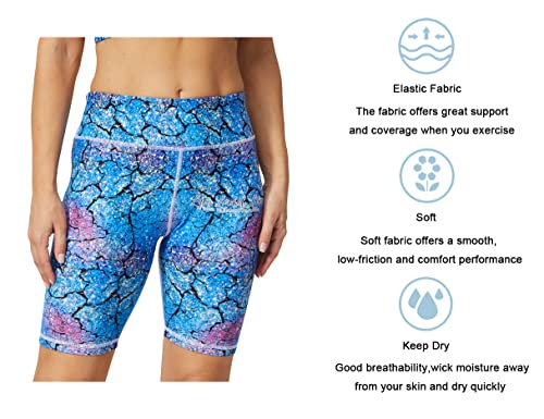 UIUO-UIPEU Biker Shorts with Pockets for Women Workout Leggings Cycling Yoga Shorts Printed Sprinkled Stars 1-2 X-Small