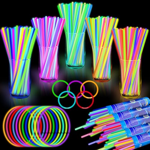 120 Pack Halloween Glow Sticks Bulk Party Pack Glow In The Dark Party Supplies Glow Sticks Necklaces Bracelets with Connectors 8" Glowsticks Halloween Birthday Party Favors Accessories Decorations