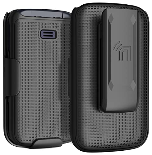 Case with Clip for Go Flip 4 / TCL FLIP Pro Phone, Nakedcellphone Slim Hard Shell Cover and [Rotating/Ratchet] Belt Hip Holster Holder Combo for Alcatel 4056W, 4056L, 4056Z, 4056V - Black