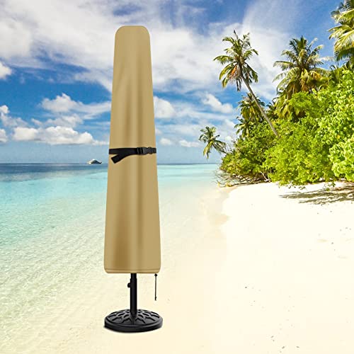 Patio Umbrella Cover, Waterproof Umbrella Covers for 7ft to 9ft Outdoor Umbrellas Market Parasol Covers with Push Rod, Beige