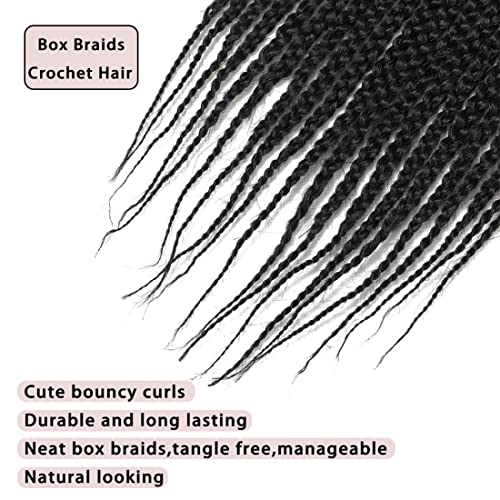 Box Braid Crochet Hair 7 Packs 20 Strands/Pack Crochet Box Braids Pre Looped Ombre Crochet Hair for Women (14 inch, 1B)