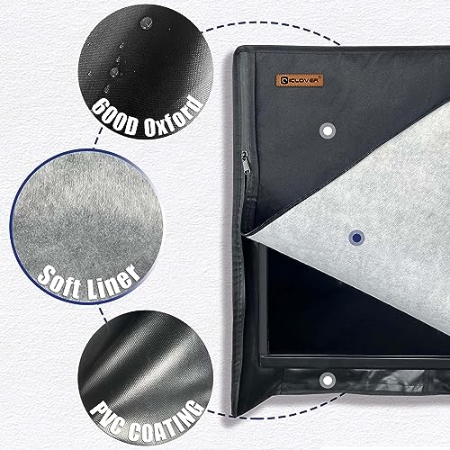 IC ICLOVER 41-43 inch Outdoor TV Cover, Roll up Front Flap with Non Scratch Soft Liner Protect LED Screen, Zipper Access Weatherproof TV Protector, Outside Waterproof Television Cover fit Wall Mount