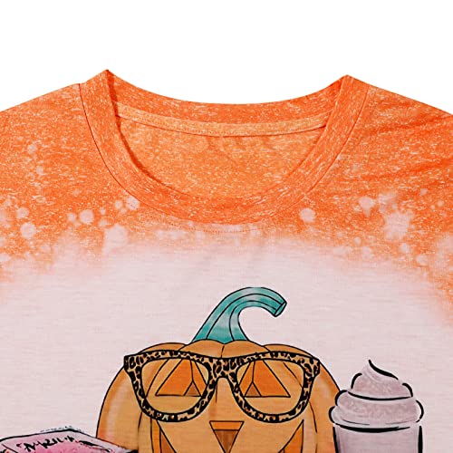 Trick Or Teach Shirt Women Teacher Halloween Pumpkin T-Shirt Cute Thanksgiving Pumpkin Fall Season Tops