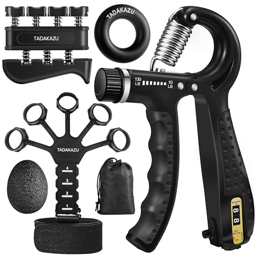 TADAKAZU Grip Strength Trainer Kit (5 Pack) Hand Grip Strengthener, Finger Exerciser,Hand Extension Exerciser, Stress Relief Ball and Forearm Workout Ring for Muscle Building and Injury Recover