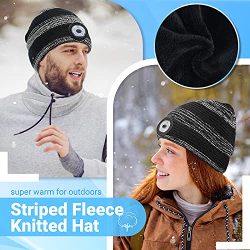TAOCANTAO Beanie with Light Mens Gifts Unique - Stocking Stuffers for Women Men Rechargeable LED Knitted Beanie Hat for Grandpa Dad Him