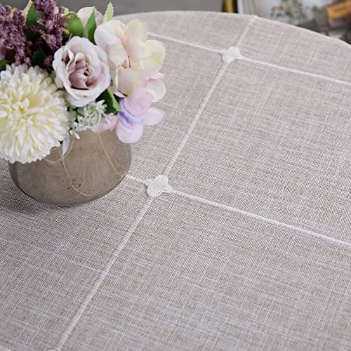Embroidery Lattice Small Square Tablecloth with Tassel Heavy Duty Rustic Fabric Cloth Wrinkle Resistant End Side Table Cove for Kitchen Dining Room Tabletop Decoration 24 x 24 Inches