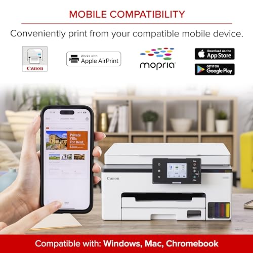 Canon Megatank GX1020 All-in-One Wireless Supertank [Megatank] Printer | Print, Copy and Scan| Mobile Printing |2.7" LCD Color Touchscreen | Auto Duplex Printing