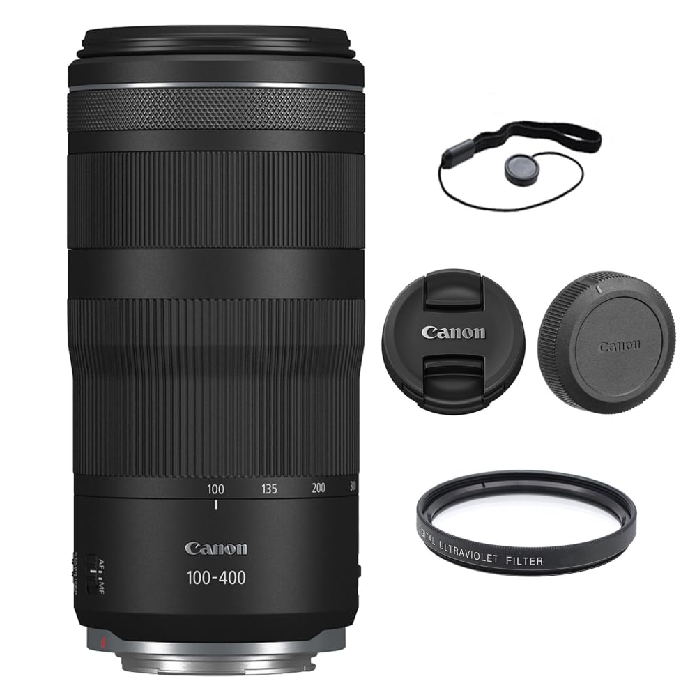 Canon RF 100-400mm f/5.6-8 is USM Lens with 67mm UV Filter and Lens Cap Keeper (3 Items)