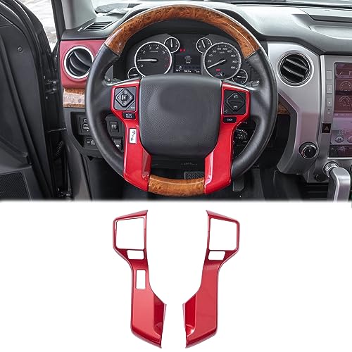 JDMCAR Steering Wheel Moulding Chrome Cover Trim Compatible with Tacoma Accessories 2016-2023, 4Runner 2010-2024,Tundra 2014-2021 (Red, 3+2 Hole)