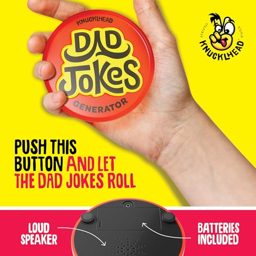 KNUCKLHEAD Dad Jokes Generator Button - Funny Cool Birthday Gift Ideas for Fathers, Best Dads, Step Dad, Father, Men, Daddy, from Wife, Son, Daughter, Kids - Fun Silly Joke Gag Toy Presents