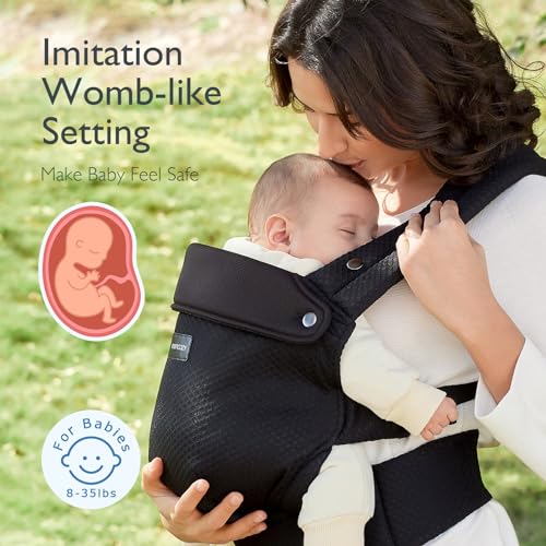 Momcozy Breathable Mesh Baby Carrier, Ergonomic and Lightweight Infant Carrier for 7-44lbs with Enhanced Lumbar Support, All Day Comfort for Hands-Free Parenting, Air Mesh-Black