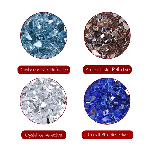 GasSaf 1/2 Inch Fire Glass Reflective Tempered Fireglass Cut Crushed FireGlass for Fire Pit, Fireplace and fire Pit Table (10 Pound)(Caribbean Blue Reflective).