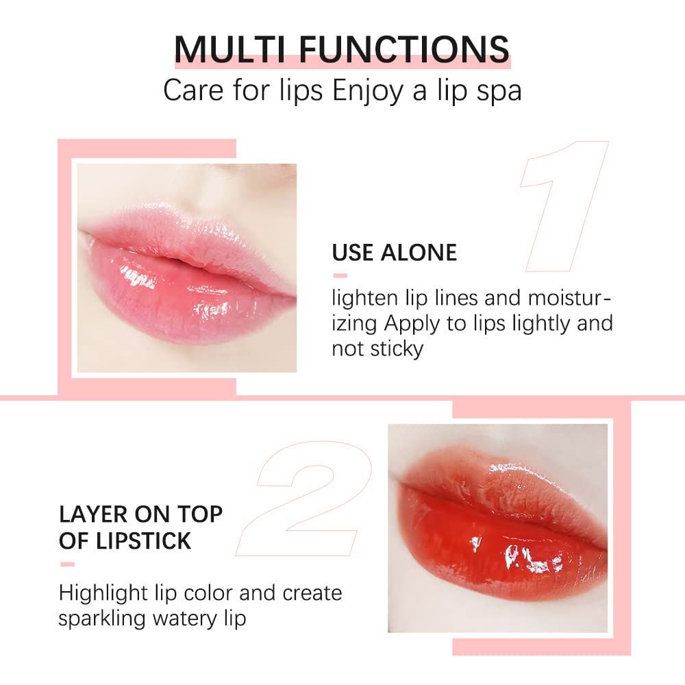 Hydrating Lip Glow Oil, Plumping Lip Oil, Tinted Lip Balm Lip Care, Transparent Toot Lip Oil, Moisturizing Lip Gloss, Non-Sticky Long Lasting Lip Oil Gloss, Lip Plumper Gloss