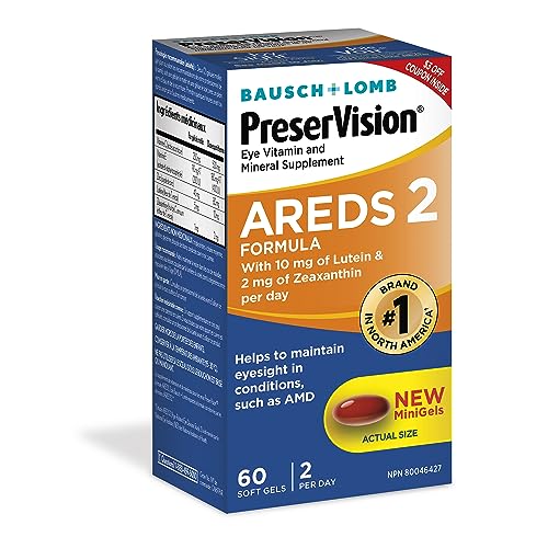 PreserVision AREDS 2 Eye Vitamin & Mineral Supplement, Contains Lutein, Vitamin C, Zeaxanthin, Zinc & Vitamin E, 60 Minigels (Packaging May Vary)