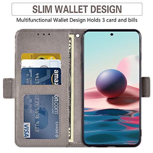 Asuwish Phone Case for Xiaomi Redmi Note 10/10S 4G with Tempered Glass Screen Protector and Flower Leather Wallet Flip Cover Credit Card Holder Cell Accessories Redme Note10 S Note10S Women Men Blue