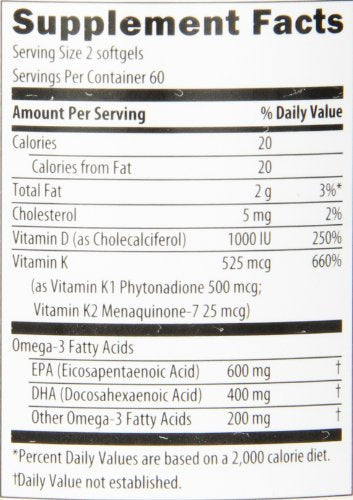 Designs for Health OmegAvail Ultra TG Fish Oil 1200mg - 1000 IU Vitamin D3, Vitamins K1 + K2 - Triglyceride Form Omega 3 Fish Oil Supplement with DHA/EPA - No Fishy Aftertaste (120 Softgels)