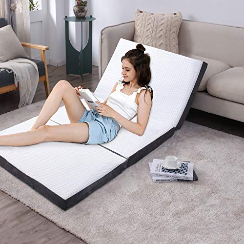 Folding Mattress - Foldable Futon Mattress Portable Floor Mattress with Soft Breathable Cover for Guests Children and Adults, Sofa Bed Mattress for Back Pain Relief, Twin 38"x75"x4"