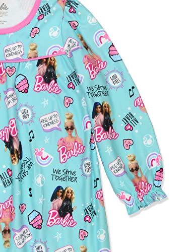 Barbie Girls Flannel Granny Gown Nightgown Pajamas (4, Turquoise)