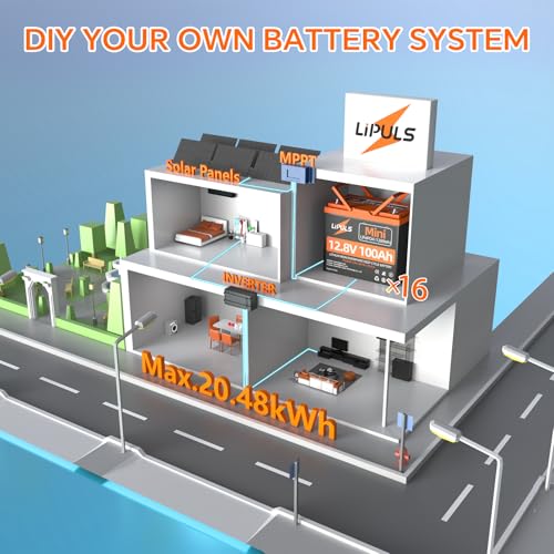 12V 100Ah Mini LiFePO4 Lithium Battery (1 Pack) Built-in 100A BMS and Grade A Cells, UP to 15000 Cycles & 10 Years Lifespan, Perfect for RV, Camping, Trolling Motor, Off-Grid