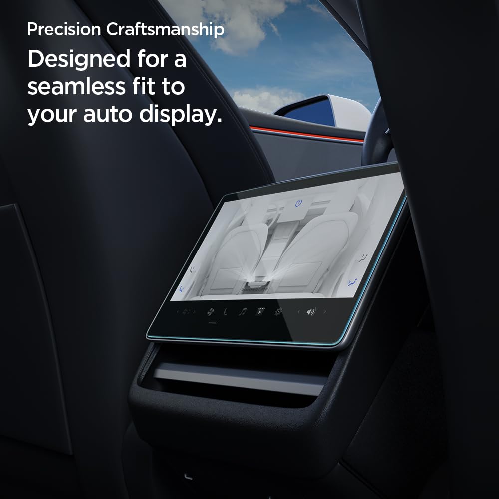 Spigen Tempered Glass Screen Protector [GlasTR Slim] designed for Tesla Model 3 (2024/2025/2026), Model Y Juniper (2025/2026) 8" Rear Touchscreen - Matte/Anti Finger Print