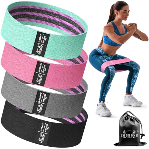 Fabric Resistance Bands for Working Out - Exercise Bands for Women and Men, Booty Bands for Legs and Butt, Yoga, Pilates, Rehab, Fitness and Home Workout