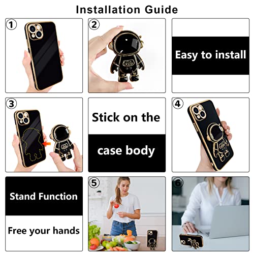 Pepmune for iPhone 15 Case, Cute 3D Astronaut Stand with [2 Screen Protector] [Camera Protection] Kickstand Shockproof Bling Silicone Soft Cover for Apple iPhone 15 Phone Case, Blue