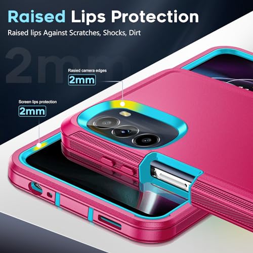 LeYi for Moto G 5G 2022 Case: with 2 PCS Screen Protector, Heavy Duty 3 in 1 Motorola Moto G 5G 2022 Phone Case, Military Grade Shockproof Phone Case Cover for Moto G 5G 2022 (Blue+Rose Red)