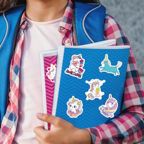 Unicorns Stickers 100 Pcs Waterproof Vinyl Stickers for Water Bottles Pink
