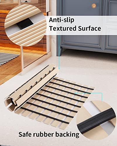 PADOOR Shower-Mat Non Slip, Heavy Duty Bathtub-Mat Curlable Quick Drain Sturdy Bath Tub Mat Without Suction Cups for Indoor Outdoor Use 16x35 Inch Beige