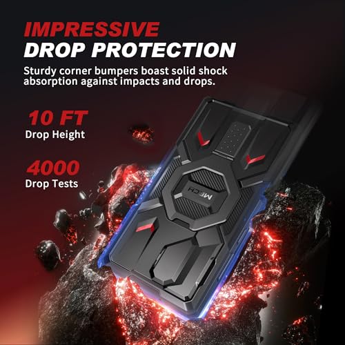 TONGATE for Samsung Galaxy S24 Ultra Case Compatible with MagSafe, [Ring Stand & Camera Cover Kickstand] Drop Shockproof Rugged Protection Phone Case for S24 Ultra with Screen Protector 6.8", Black