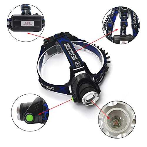 XYSRZ Blue Light Headlamp 3 Modes Zoomable Blue Headlamp for Hunting Fishing