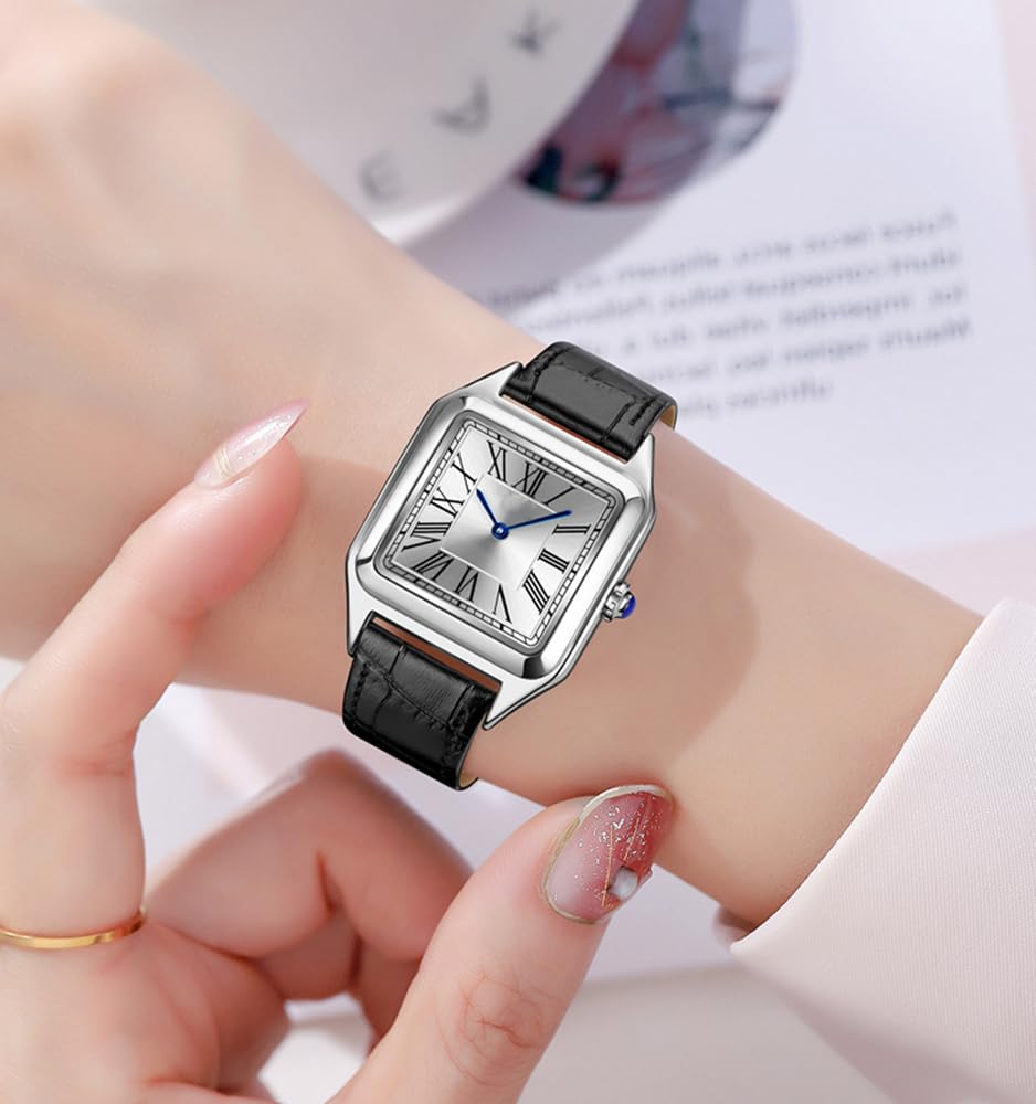 BESTKANG Fashion Retro Square Watches for Women Classic Roman Numeral Analog Quartz Wrist Watch