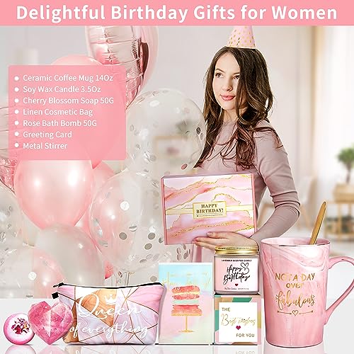 Jumway Not A Day Over Fabulous Mug Gifts Set- Birthday Gifts for Women - Funny Birthday Gift Ideas for Her,Friends, Coworkers, Her, Wife, Mom, Daughter, Sister, Aunt Ceramic Marble Mug 14 Oz