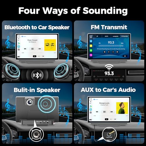 JATAZA 7" Wireless Apple CarPlay Android Auto Screen for Car - 4K Dash Cam, GPS Navigation, HD Touchscreen, AirPlay, 1080P Backup Camera, Car Stereo