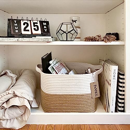 Goodpick Black Basket, Woven Baskets for Storage, Toy Baskets Storage Kids, Towel Basket with Handles, Storage Baskets for Shelves, Living Room, Bathroom, 13 x 10 x 9 Inches