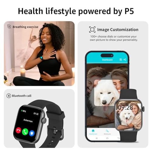 Smart Watch (Answer/Dial Calls), 1.85" HD Fitness Tracker Watch for Men Women with 147 Sports Modes, IP68 Waterproof Smartwatch with Heart Rate Sleep Monitor and Pedometer, Compatible with iOS Android