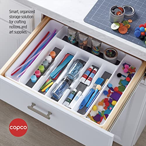 Copco Basics 6 Compartment Expandable Drawer Organizer, White/Charcoal Gray