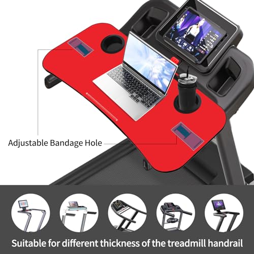 Qsxou Treadmill Desk Attachment, 36 Inches Tread Tray Workstation Handlebars Platform with Laptop Holder, Cup Tablet Holder, Ergonomic Stand with Cooling Holes(Black)