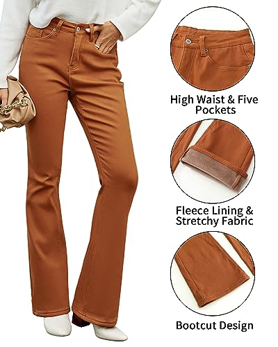 GRAPENT Orange Flare Pants - Women's Bell Bottoms in Apricot, Size XS/X-Small