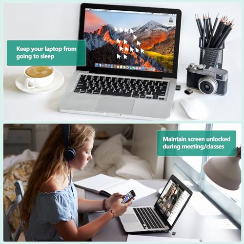 HOTLIFE Undetectable Mouse Jiggler, USB Mouse Mover Device Keeps PC Awake, Driver-Free Mouse Wiggler Auto Shaker with 3 Mode Switch Button to Keep Laptop Computer Screen Active, Black