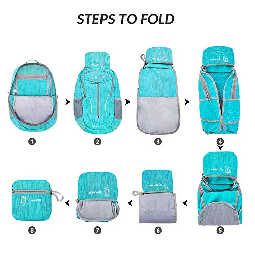 ZOMAKE 25L Ultra Lightweight Packable Backpack - Foldable Hiking Backpacks Water Resistant Small Folding Daypack for Travel(Aqua Blue)