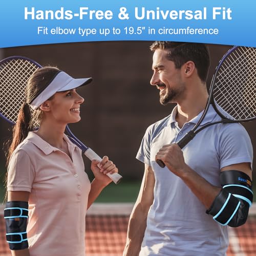 SuzziPad Elbow Ice Pack for Tendonitis and Tennis Elbow, Wearable Ice Elbow Wrap with Cold Compress, Pain Relief for Forearm, Tennis Elbow, Golfers Elbow, Bursitis and Sport Injuries