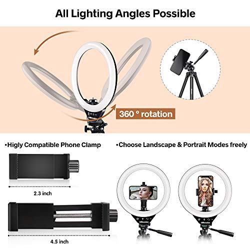 UBeesize 12” Selfie Ring Light with 62” Extendable Tripod Stand & Remote, LED Circle Light with Phone Holder for Video Recording/Makeup/Content Creator (YouTube/TikTok/Twitch), Phone, Camera & Webcam