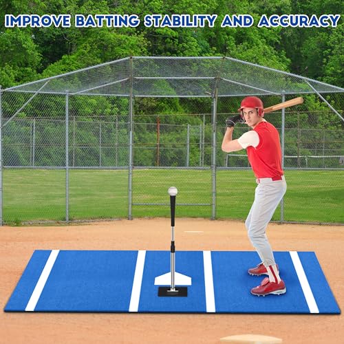 Heavy-Duty Baseball Batting Hitting Mat 10' x 5' Baseball Softball Turf Training Mat Regulation Size with Home Plate Non-Slip Bottom Thickening Design Suitable for Indoor and Outdoor Use